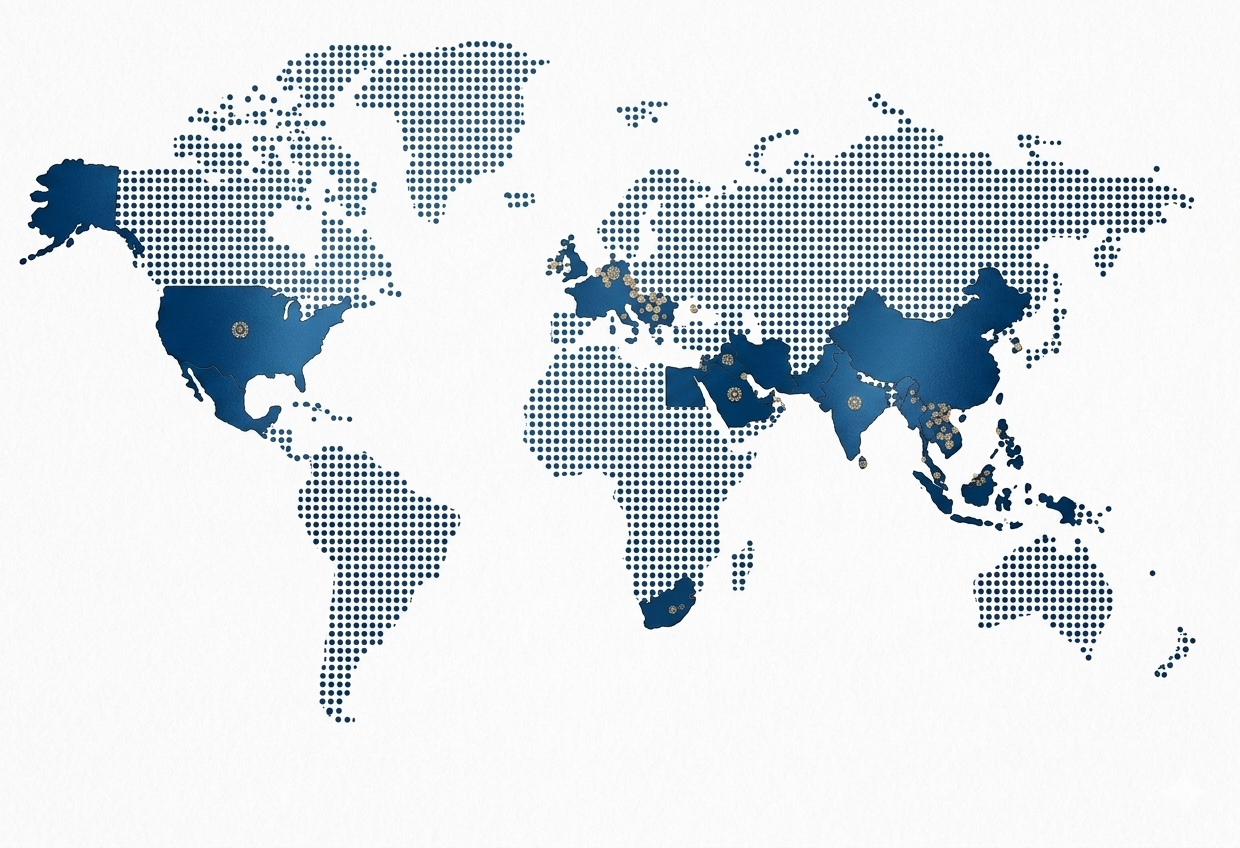 World map showing the global coordinator network